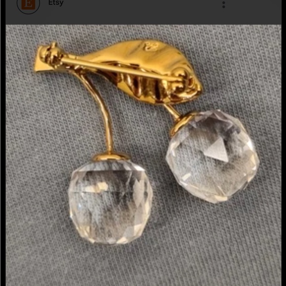 Authentic Swarovski Gold Crystal Cherry Brooch - Picture 6 of 6